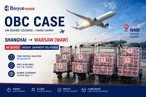 案例展示：48箱紧急货物上海至华沙（WAW）极速交付 - 大批量 OBC / Hand Carry 紧急运输解决方案