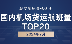 2024年7月国内机场货运航班量TOP20