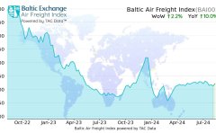 TAC指数：全球航空货运费率同比上涨10%