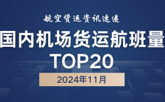2024年11月国内机场货运航班量TOP20